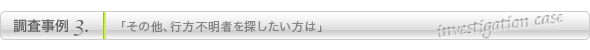 調査事例(その他、行方不明者を探したい方は)